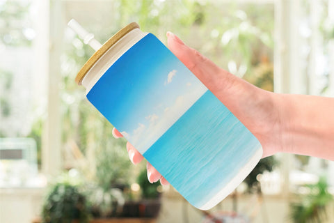 Glass Can Wrap Summer Blue Beach Sublimation artnoy 