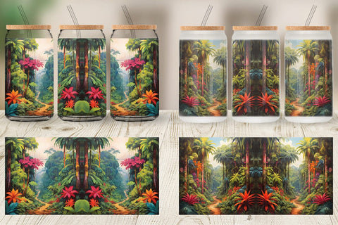 Glass Can Wrap Summer Jungle Sublimation artnoy 