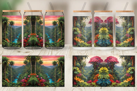 Glass Can Wrap Summer Jungle Sublimation artnoy 