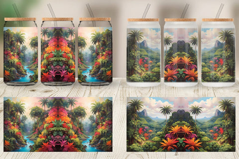 Glass Can Wrap Summer Jungle Sublimation artnoy 