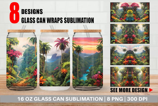 Glass Can Wrap Summer Jungle Sublimation artnoy 