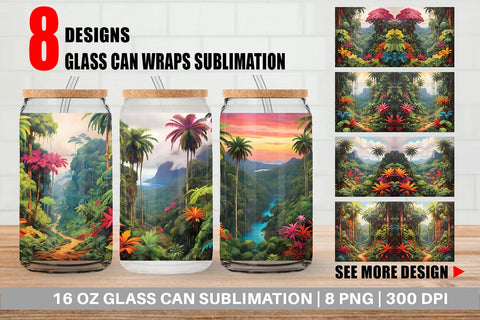 Glass Can Wrap Summer Jungle Sublimation artnoy 
