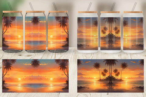 Glass Can Wrap Summer Sunset Sublimation artnoy 
