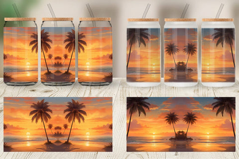 Glass Can Wrap Summer Sunset Sublimation artnoy 