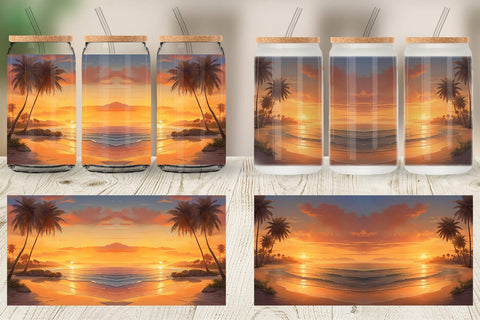 Glass Can Wrap Summer Sunset Sublimation artnoy 