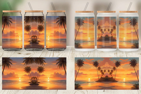 Glass Can Wrap Summer Sunset Sublimation artnoy 