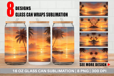 Glass Can Wrap Summer Sunset Sublimation artnoy 