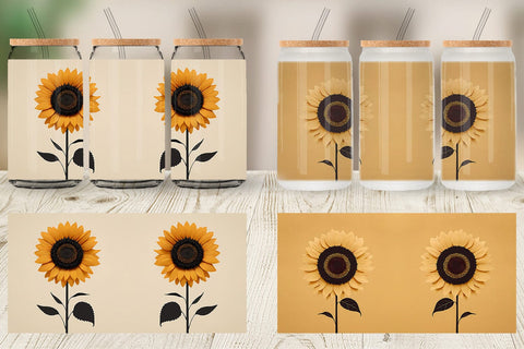 Glass Can Wrap Sunflower Boho Sublimation artnoy 