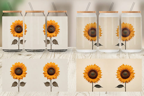 Glass Can Wrap Sunflower Boho Sublimation artnoy 