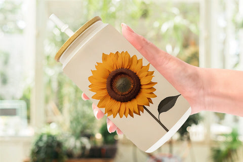 Glass Can Wrap Sunflower Boho Sublimation artnoy 