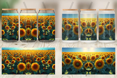 Glass Can Wrap Sunflower Field Sublimation artnoy 