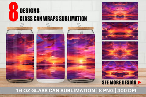 Glass Can Wrap Sunset Landscape Sublimation artnoy 