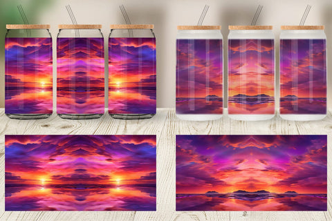 Glass Can Wrap Sunset Landscape Sublimation artnoy 