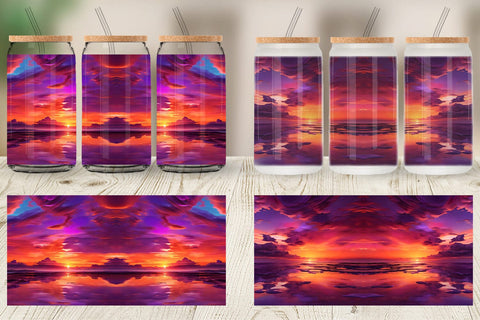 Glass Can Wrap Sunset Landscape Sublimation artnoy 