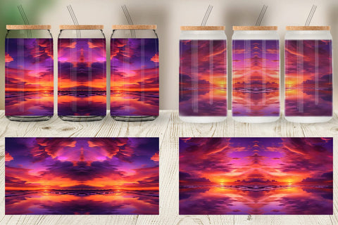 Glass Can Wrap Sunset Landscape Sublimation artnoy 