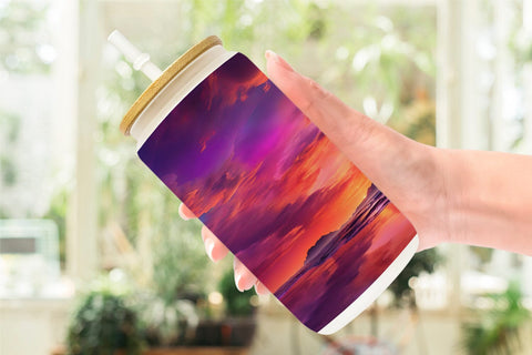 Glass Can Wrap Sunset Landscape Sublimation artnoy 