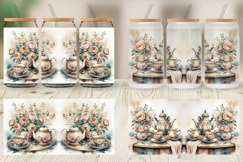 Glass Can Wrap Tea Set Sublimation artnoy 