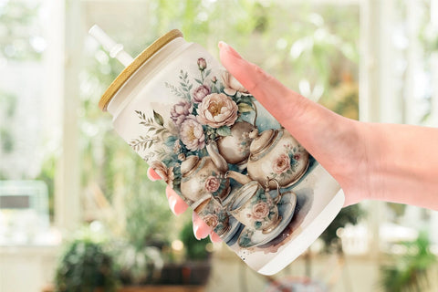 Glass Can Wrap Tea Set Sublimation artnoy 