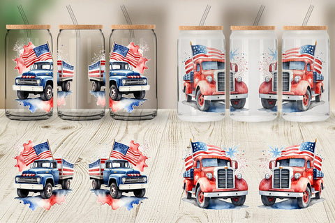 Glass Can Wrap Truck 4th of July Sublimation artnoy 