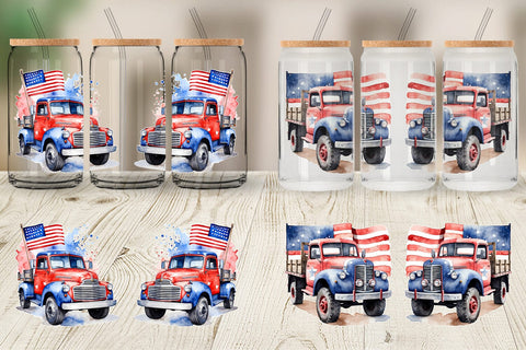 Glass Can Wrap Truck 4th of July Sublimation artnoy 