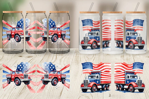 Glass Can Wrap Truck 4th of July Sublimation artnoy 