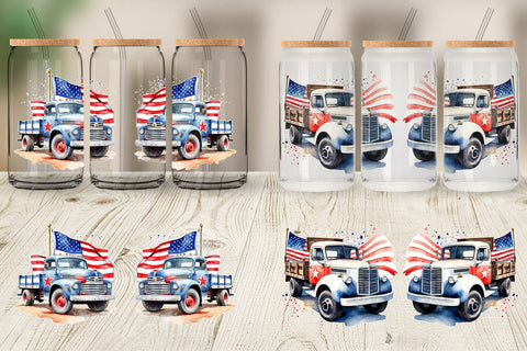 Glass Can Wrap Truck 4th of July Sublimation artnoy 