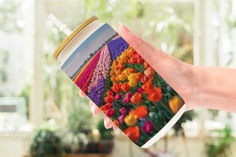 Glass Can Wrap Tulip Flower Fields Sublimation artnoy 