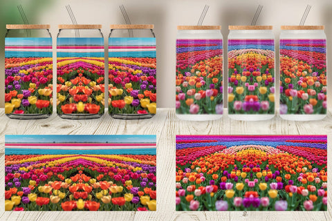 Glass Can Wrap Tulip Flower Fields Sublimation artnoy 