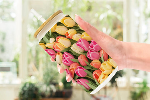Glass Can Wrap Tulips Pattern Sublimation artnoy 