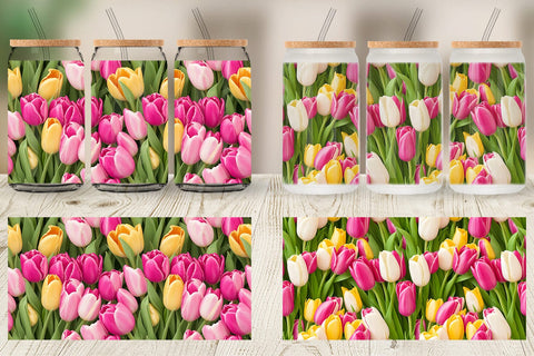 Glass Can Wrap Tulips Pattern Sublimation artnoy 