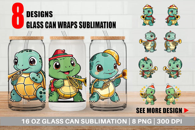 Glass Can Wrap Turtle New Year Sublimation artnoy 