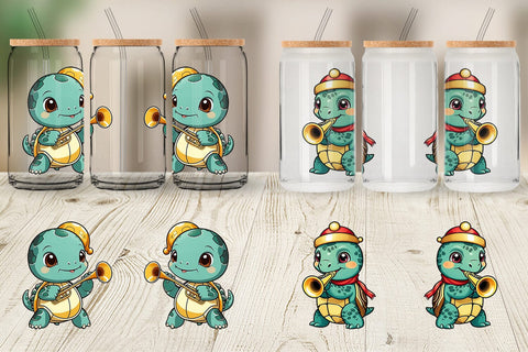 Glass Can Wrap Turtle New Year Sublimation artnoy 