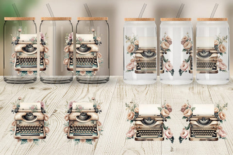 Glass Can Wrap Typewriter Sublimation artnoy 