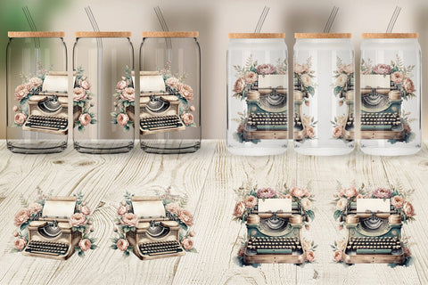 Glass Can Wrap Typewriter Sublimation artnoy 
