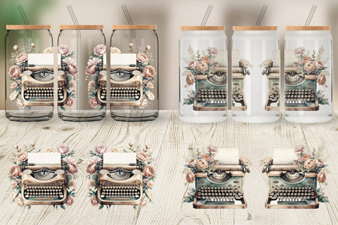 Glass Can Wrap Typewriter Sublimation artnoy 