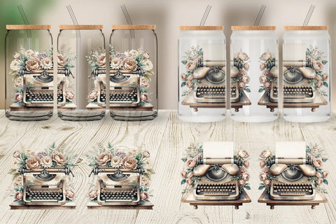 Glass Can Wrap Typewriter Sublimation artnoy 