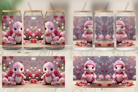 Glass Can Wrap Valentine Baby Turtle Sublimation artnoy 