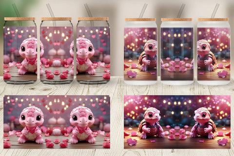Glass Can Wrap Valentine Baby Turtle Sublimation artnoy 