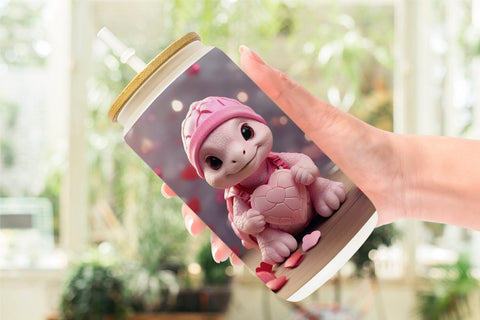 Glass Can Wrap Valentine Baby Turtle Sublimation artnoy 