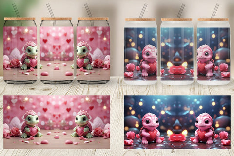 Glass Can Wrap Valentine Baby Turtle Sublimation artnoy 