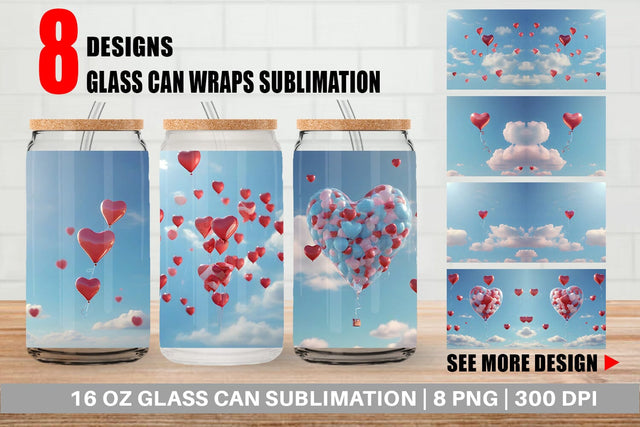 Glass Can Wrap Valentine Balloon Sublimation artnoy 