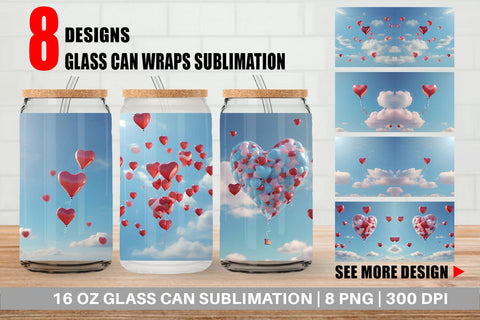 Glass Can Wrap Valentine Balloon Sublimation artnoy 