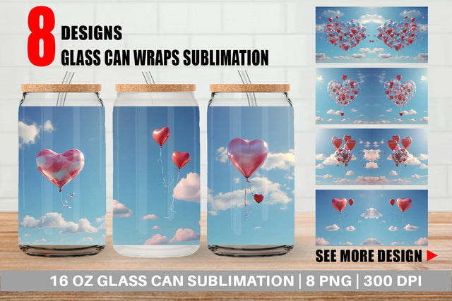 Glass Can Wrap Valentine Balloon Sublimation artnoy 