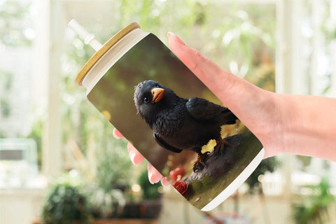 Glass Can Wrap Valentine Bird Crow Sublimation artnoy 
