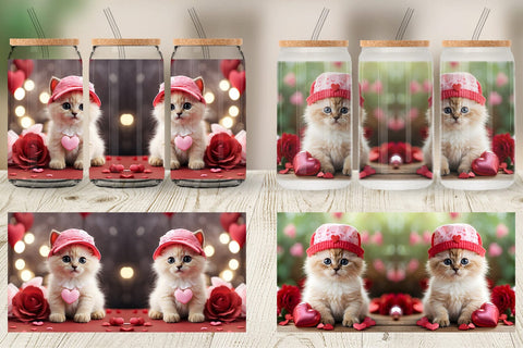 Glass Can Wrap Valentine Birman Cat Sublimation artnoy 
