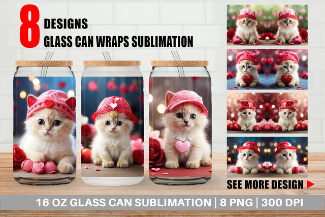 Glass Can Wrap Valentine Birman Cat Sublimation artnoy 