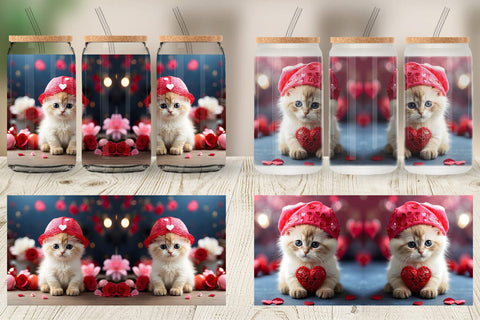 Glass Can Wrap Valentine Birman Cat Sublimation artnoy 
