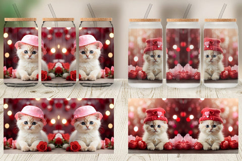 Glass Can Wrap Valentine Birman Cat Sublimation artnoy 