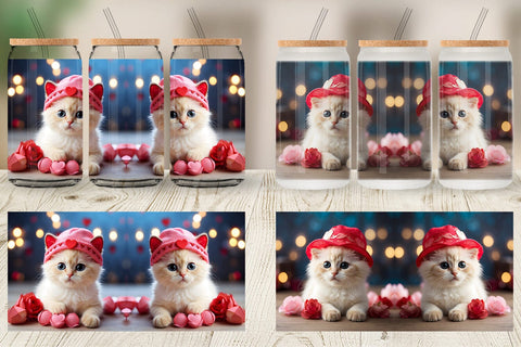 Glass Can Wrap Valentine Birman Cat Sublimation artnoy 