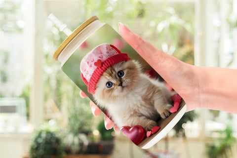 Glass Can Wrap Valentine Birman Cat Sublimation artnoy 